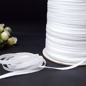3/16 inch/5 mm breed 5 yds - 200 yds witte katoenen tape keperband plat koord trekkoord het beste voor hangerlus, schouderlus kleding naaien TR4