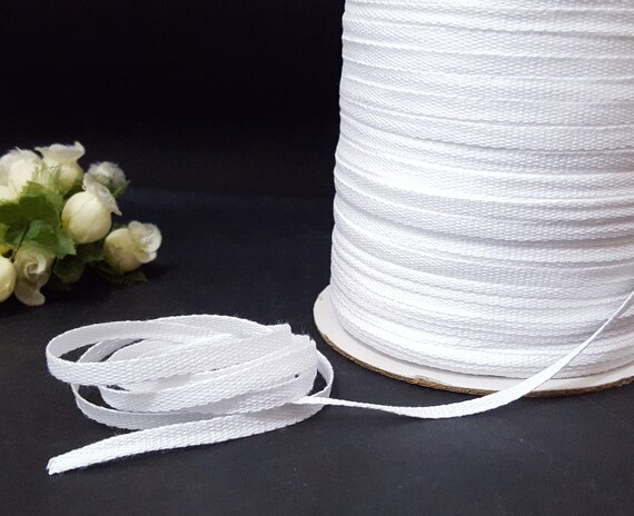 3/16 inch /  5mm wide 5 yds - 200 yds White Cotton Tape Twill Tape Flat Cord Drawstring best for Hanger Loop, Shoulder Loop Clothing Sew TR4