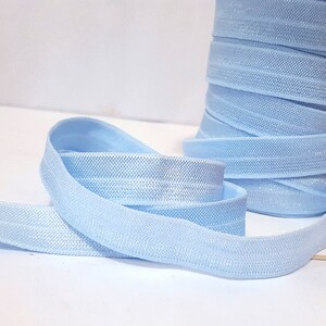 1/2 Zoll / 13 mm breit - 5yds-10yds Glänzend Hellblau / Baby Blau Satin Foldover Gummiband Handwerk Versorgung am besten für Kleidung Brauchen Sie nähen auf EB27