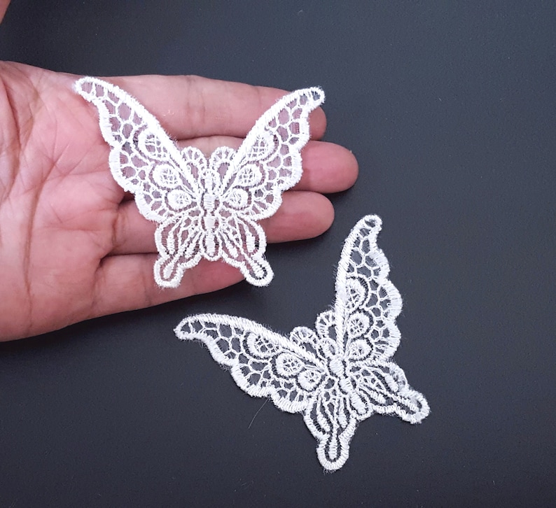 5 20 pcs Small White Butterfly Lace Patch Motif Appliques Etsy
