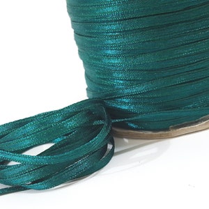 1/8 "/ 3,5 mm (fast 4 mm) breit - 50 - 100yds Jägergrünes schmales Nylon Satinband doppelseitig, Aufhänger Schleife Kartenherstellung Wrap Party Craft S81