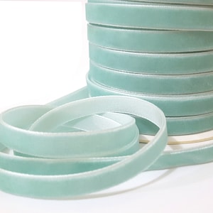 3/8 inch / 1cm / 10mm width - 5 yds - 33 yds Aqua Blue Velvet Ribbon Trim Craft Wrap W69 -063