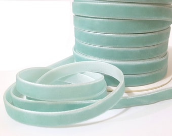 3/8 inch / 1cm / 10mm width - 5 yds - 33 yds Aqua Blue Velvet Ribbon Trim Craft Wrap W69 -063