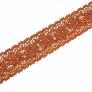 1-1/4 inch / 3cm / 30mm  width - 5 yds - 50 yds  Copper Brown Stretch Lace Elastic Lace Trim  Need sew on  L798