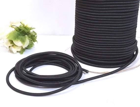 3.5mm Diameter 5 Yds 10 Yds Black Thick Drawstring Round Elastic