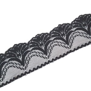 1 7/8 inch / 48mm wide - 5 yds - 20 yds Unstretch Black Flower Scalloped Polyester Mesh Lace Trim Crafts supply Need Sew On L483 image 7