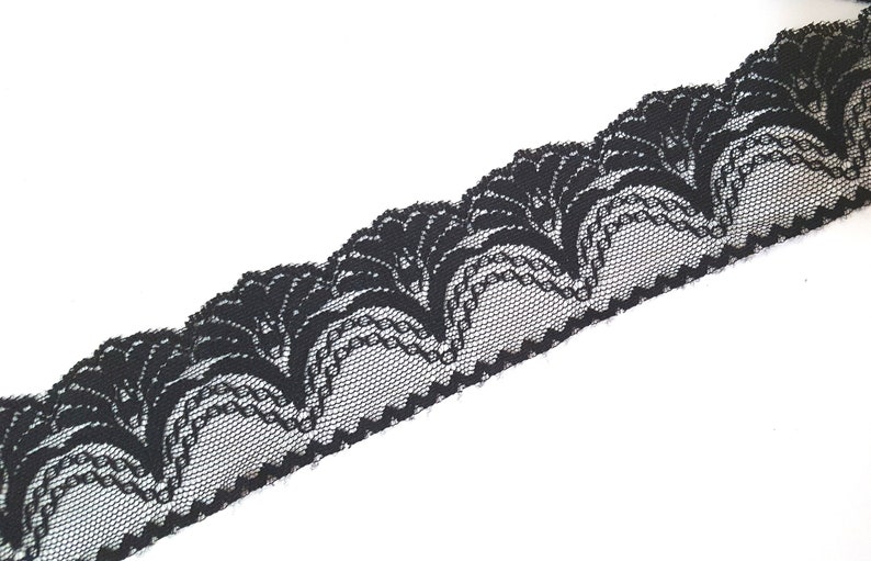 1 7/8 inch / 48mm wide - 5 yds - 20 yds Unstretch Black Flower Scalloped Polyester Mesh Lace Trim Crafts supply Need Sew On L483 image 7