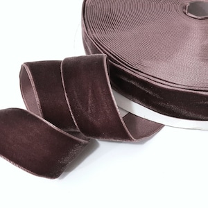 20 mm de large - 5 yds - 10 yds Ruban de finition en ruban de velours marron foncé L42