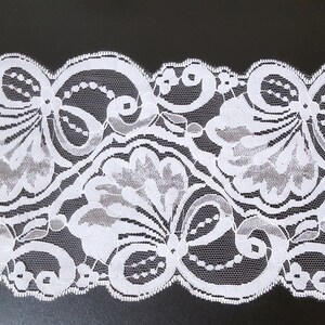 5 inch / 12.7cm (almost 13cm ) width - 3 yds - 5 yds Unstretch Bridal White Floral Mesh Lace Trim Craft  for Evening Gown Need Sew On L579