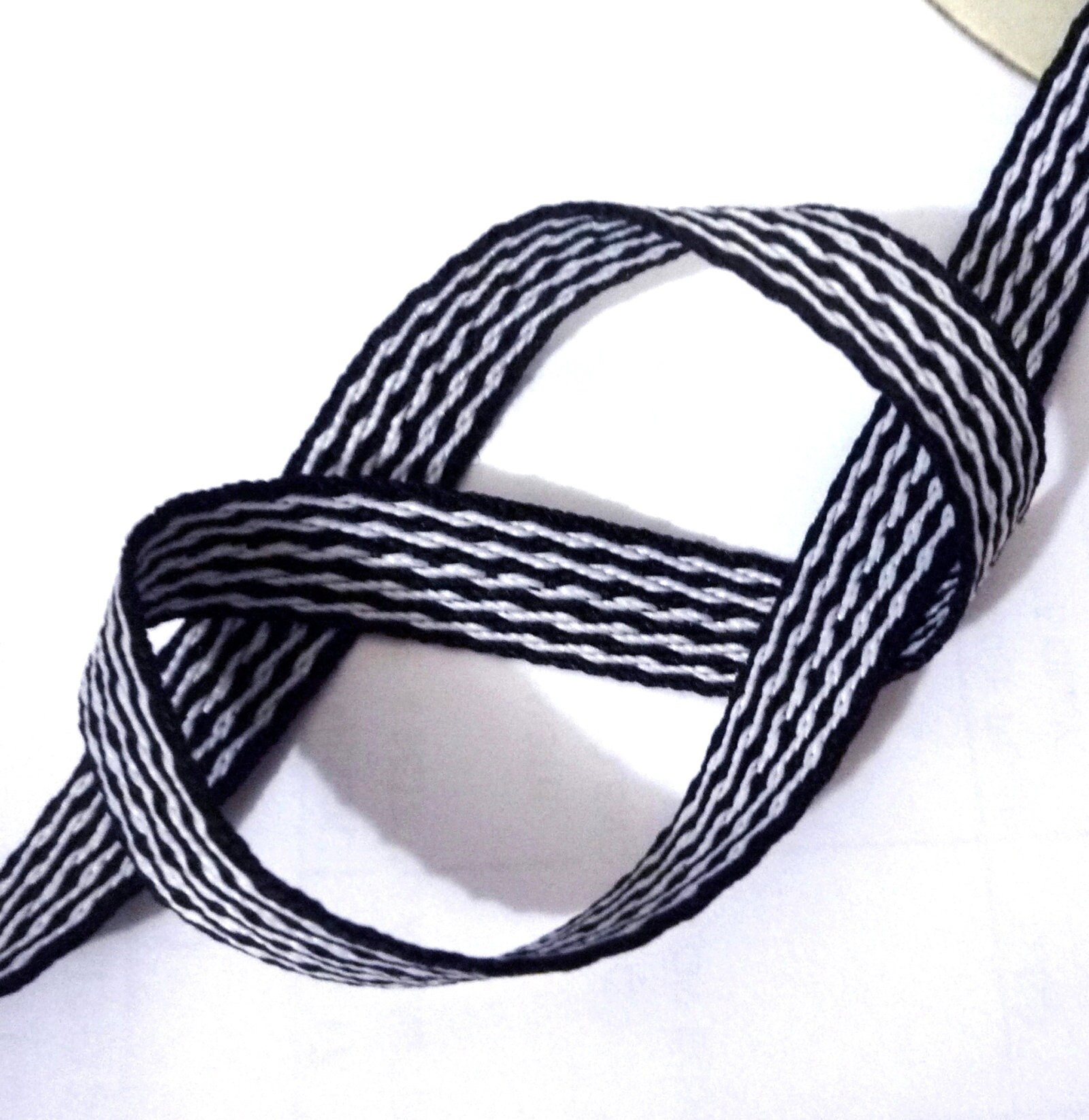 3/8 Inch / 1 Cm Wide - 5 Yds - 20 Yds Black With White