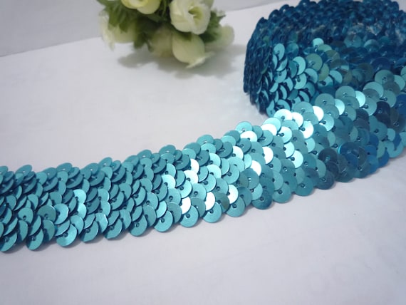 1 po/2,5 cm de largeur - - largeur 9 yds Turquoise Bleu Stretch rond Sequin élastique SQ9 05fa7b 1 po/2,5 cm de largeur - - largeur 9 yds Turquoise Bleu Stretch rond Sequin élastique SQ9 05fa7b