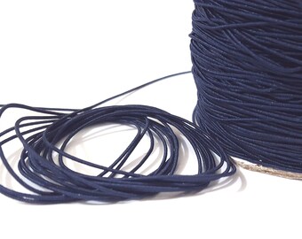 Approx 1mm wide - 5-50 yds / Roll Narrow Dark Blue (almost black) Elastic Thread Round Elastic Cord Rope Sew Craft ET2