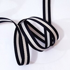 3/8 inch /10mm width 5 yds 50 yds Black with Gray Stripe Grosgrain Ribbon Polyester Binding Tape Party Decoration Clothing Sew GR19 image 6