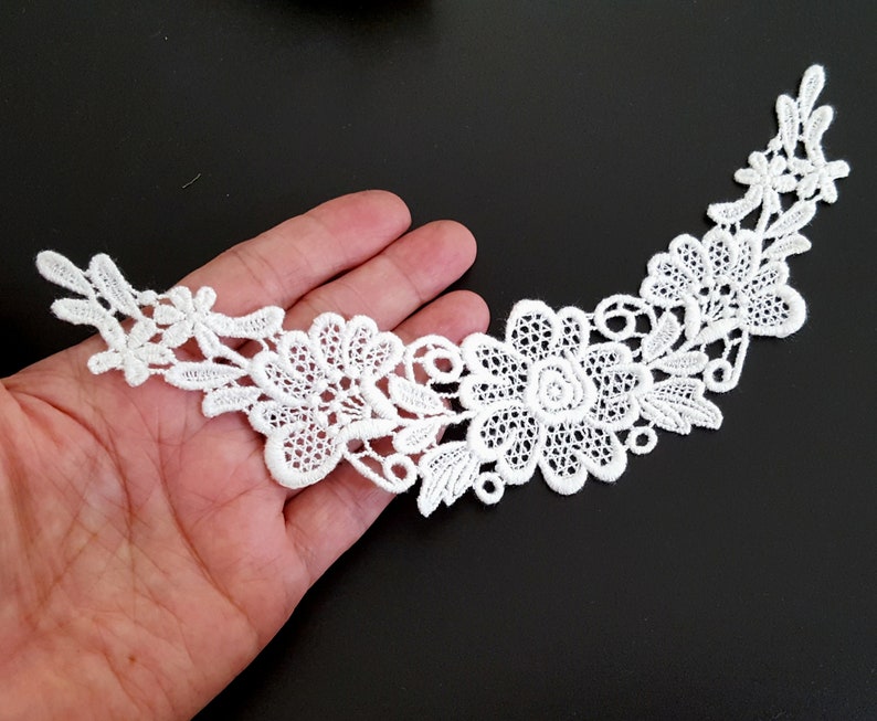 3 pcs 10 pcs Semi White / Raw White Cotton Crochet Flower Lace Patch Motif Appliques Crafts Supply Sew on Front Panel or Back Panel A268 image 1