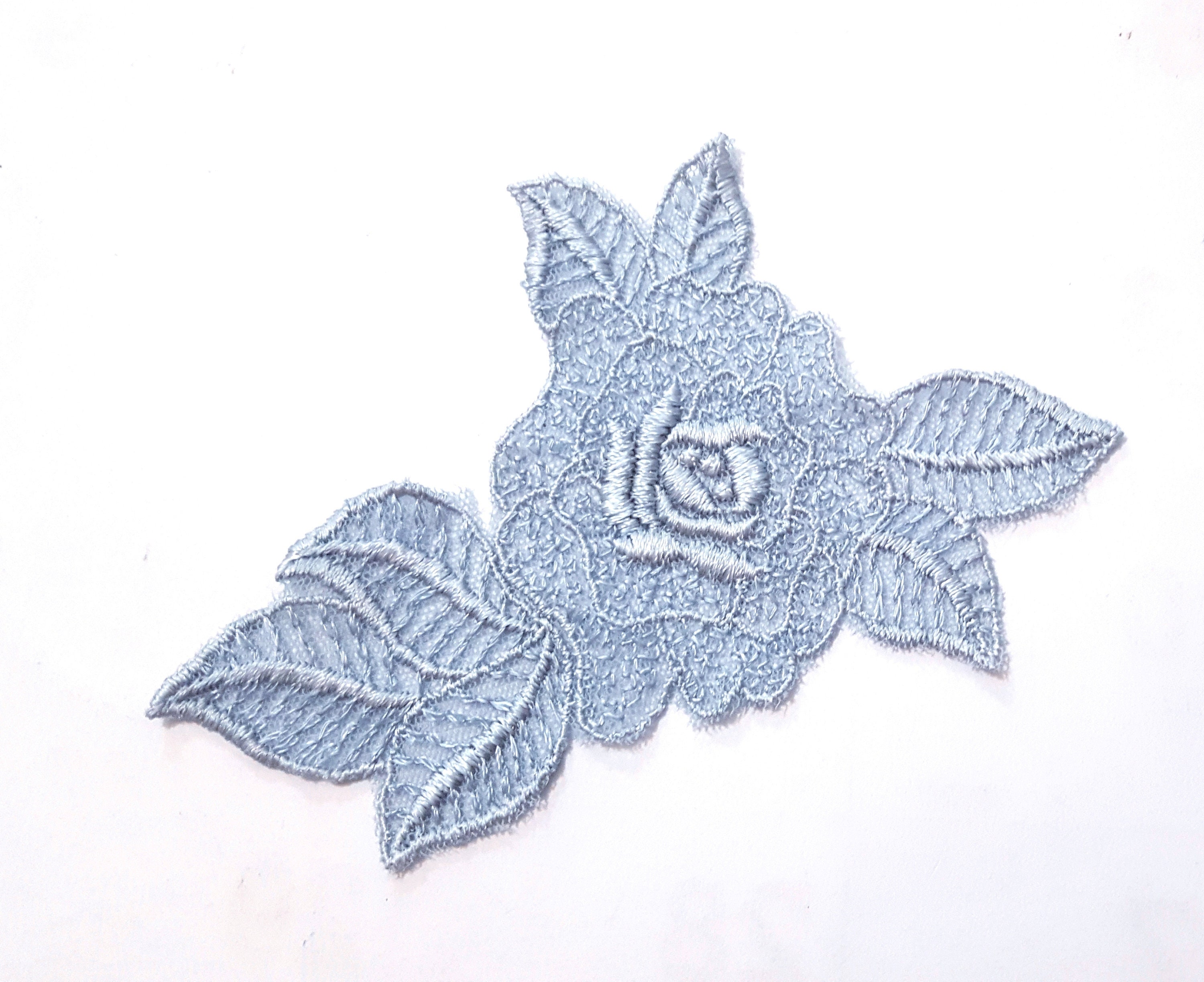  Wnvivi 2pcs Flower Patches,Blue Rose Pattern DIY
