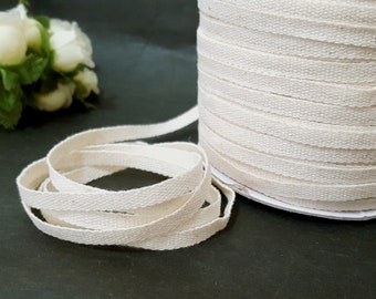 3/16" 5mm width - 5yds - 200 yds Beige Cotton Tape Twill Tape Flat Cord best for Hanger Loop, Shoulder Loop Clothing Sewing TR4