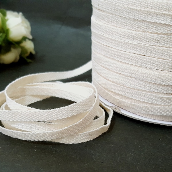 3/16" 5mm width - 5yds - 200 yds Beige Cotton Tape Twill Tape Flat Cord best for Hanger Loop, Shoulder Loop Clothing Sewing TR4