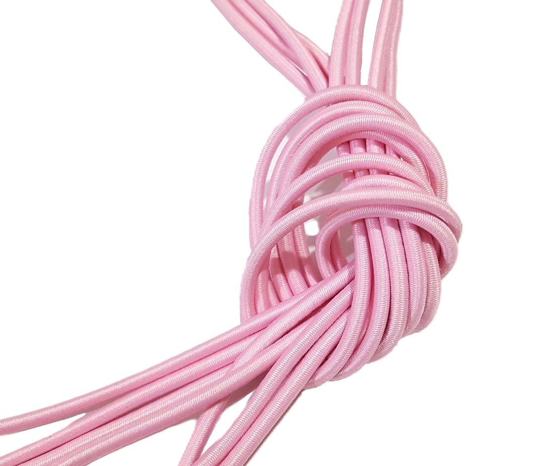 Approx 3mm Diameter - 5 Yds - 10 Yds Pink Elastic Draw Cord Round ...