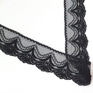 1 7/8 inch / 48mm wide - 5 yds - 20 yds Unstretch Black Flower Scalloped Polyester Mesh Lace Trim Crafts supply Need Sew On L483 image 5