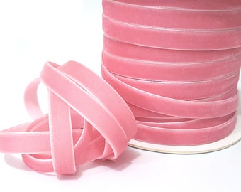 3/8 inch / 1cm / 10mm width - 5 yds - 33 yds Soft hand feel Dusty Rose Pink Velvet ribbon W27