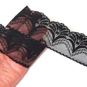 1 7/8 inch / 48mm wide - 5 yds - 20 yds Unstretch Black Flower Scalloped Polyester Mesh Lace Trim Crafts supply Need Sew On L483 image 4
