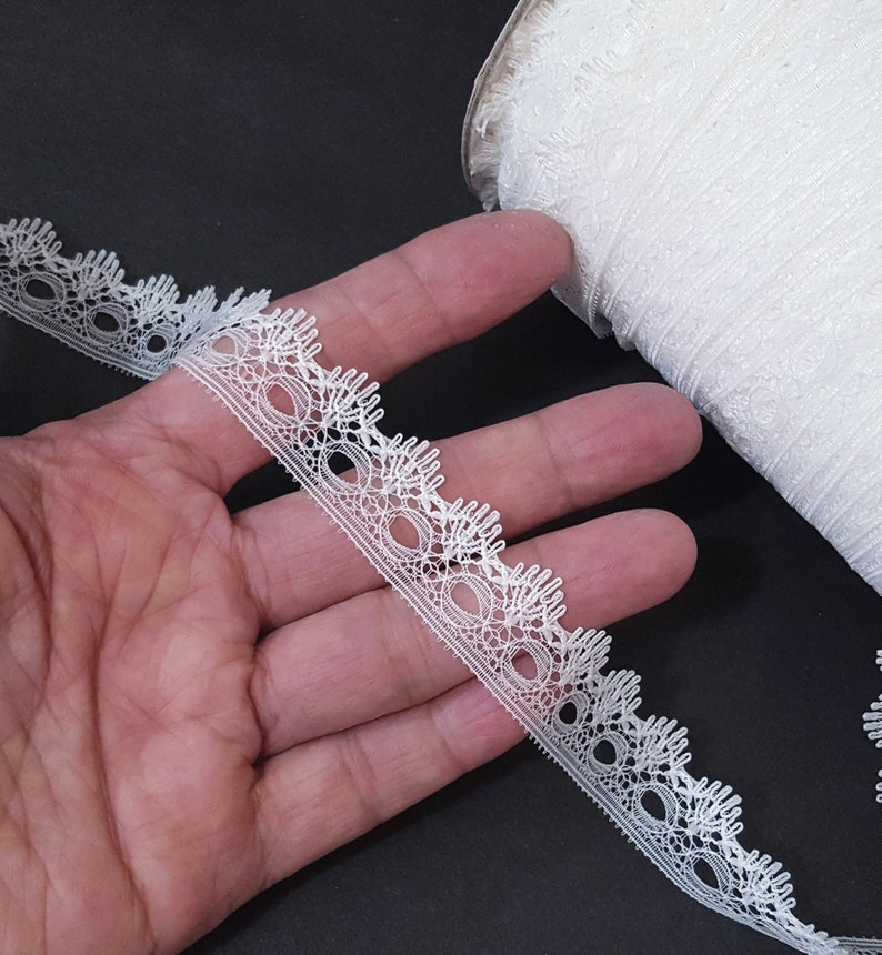 Crafts supply Doll dress No stretch L222 Approx 58 inch 16mm width 20 yds White Polyester Lace Mesh Lace 5 yds