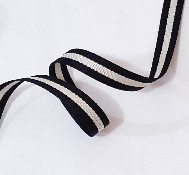 3/8 inch /10mm width 5 yds 50 yds Black with Gray Stripe Grosgrain Ribbon Polyester Binding Tape Party Decoration Clothing Sew GR19 image 7