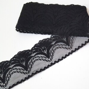 1 7/8 inch / 48mm wide - 5 yds - 20 yds Unstretch Black Flower Scalloped Polyester Mesh Lace Trim Crafts supply Need Sew On L483 image 3