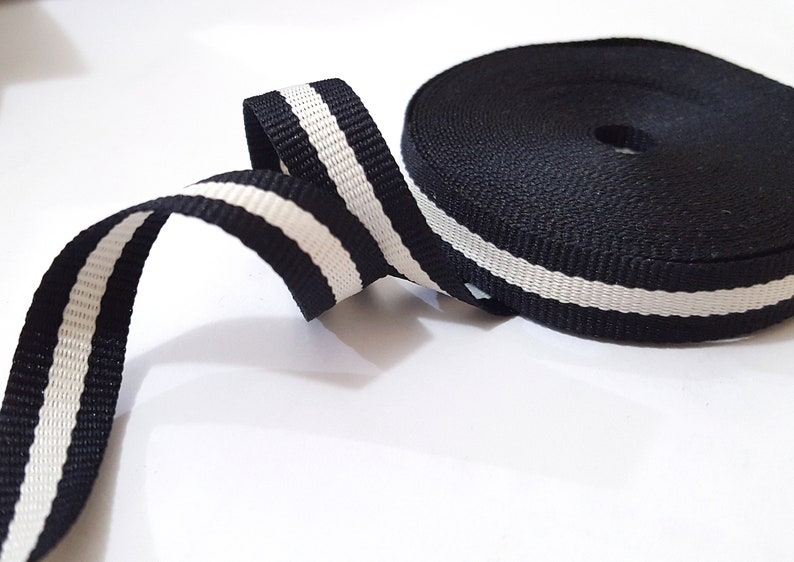 3/8 inch /10mm width 5 yds 50 yds Black with Gray Stripe Grosgrain Ribbon Polyester Binding Tape Party Decoration Clothing Sew GR19 image 5