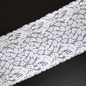 5-1/4 inch / 13cm width  - 3 yd -5 yds  Bridal White Mesh Stretch Lace Trim Craft Supply Need sew on  L357