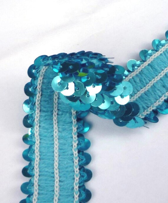 1 po/2,5 cm de largeur - - largeur 9 yds Turquoise Bleu Stretch rond Sequin élastique SQ9 05fa7b 1 po/2,5 cm de largeur - - largeur 9 yds Turquoise Bleu Stretch rond Sequin élastique SQ9 05fa7b