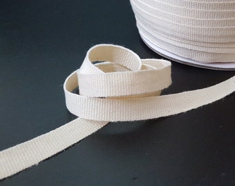 1/4 inch / 7mm  or 3/8 inch / 10mm  width - 5yds - 50 yds Beige Cotton Grosgrain Ribbon Plains Tape Clothing Sewing TR52