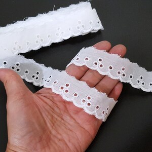 1 inch / 25mm width - 3 yds - 14 yds White Scalloped Embroideries Flower Cotton Lace Trim Blouse Edge Trim Need Sew On L626