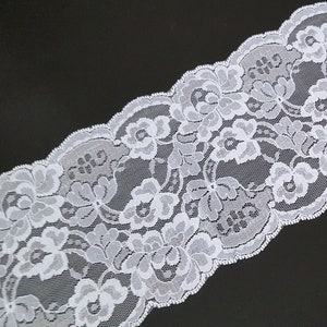 5 inch / 13cm width - 3-10 yds NON-Stretch Off-white Flower Eyelet Polyester Lace Trim Craft Supply , Need Sew On L667