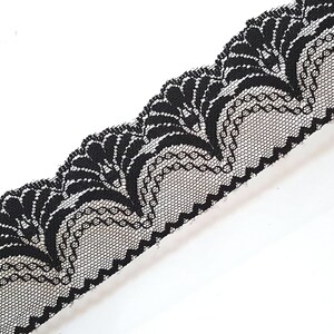 1 7/8 inch / 48mm wide - 5 yds - 20 yds Unstretch Black Flower Scalloped Polyester Mesh Lace Trim Crafts supply Need Sew On L483 image 8