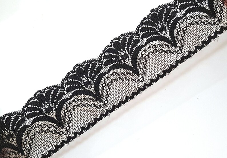 1 7/8 inch / 48mm wide - 5 yds - 20 yds Unstretch Black Flower Scalloped Polyester Mesh Lace Trim Crafts supply Need Sew On L483 image 8