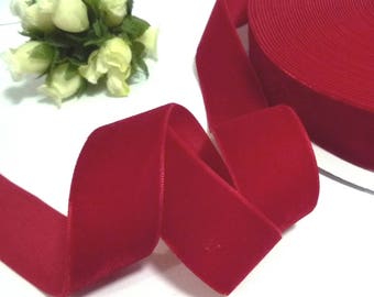 1-1/2 inch / 38 mm width- 3 yds -  25 yds, Soft feeling Red Velvet Ribbon Trim Craft Supplies Wrap W34 -036