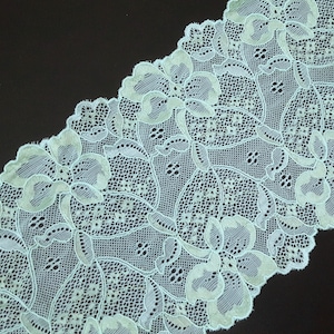6-1/2 " / 16 cm breedte - 3 yds - 5 yds Pastel Green Flower Mesh Stretch Lace Elastische Kant Trim Craft voor avondjurk Moet naaien op L415