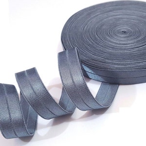 1/2 Zoll / 13mm Breite - 5yds - 20 yds Dunkel Antik Blau / Graublau Satin Foldover Gummiband Stirnband Kleidung, Need Sewon EB1