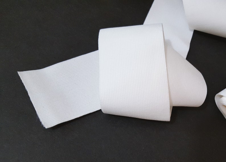 3 inch / 7.6 cm width 3 yds 20 yds Soft hand feel White Waistband Elastic Band Trim thickness 0.5mm Need Sew On EB25 image 2