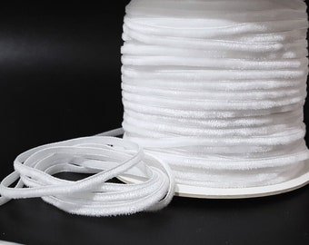 1/8 inch / 3.5mm width - 5 yds -110 yds White Velvet Ribbon for Crafts Supply, invitations and card making, Wrapping W50