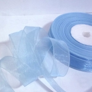 50yd/ 45 mtrs - 1 roll Sky Blue Sheer Organza Ribbon 3/8 inch, 5/8 inch 3/4 inch or 10mm , 16mm, 19mm wdie - Wrapping Decoration ribbon  O23