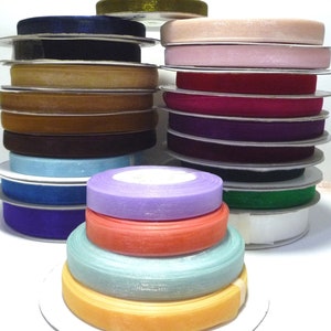 1 rouleau de ruban d'organza transparent multicolore saumon citron Rouge bordeaux Vert olive Bleu violacé Noir OB 1