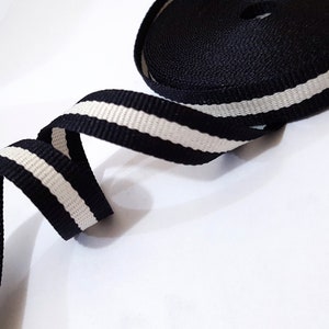 3/8 inch /10mm width 5 yds 50 yds Black with Gray Stripe Grosgrain Ribbon Polyester Binding Tape Party Decoration Clothing Sew GR19 image 4