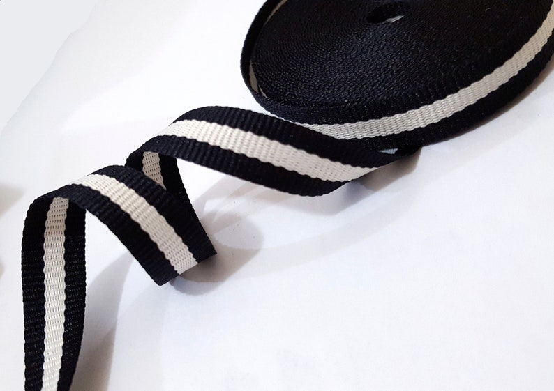 3/8 inch /10mm width 5 yds 50 yds Black with Gray Stripe Grosgrain Ribbon Polyester Binding Tape Party Decoration Clothing Sew GR19 image 4