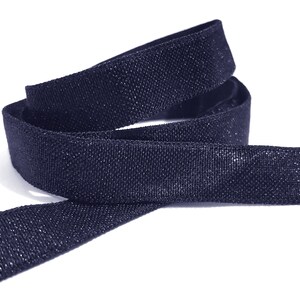 3/8 zoll / 10 mm breit - 5m -10m Dunkelblaues / Marineblaues Satin Elastic Band (1 seitige Filz) Wickelkante, Dicke 1mm, Must Sew On EB15