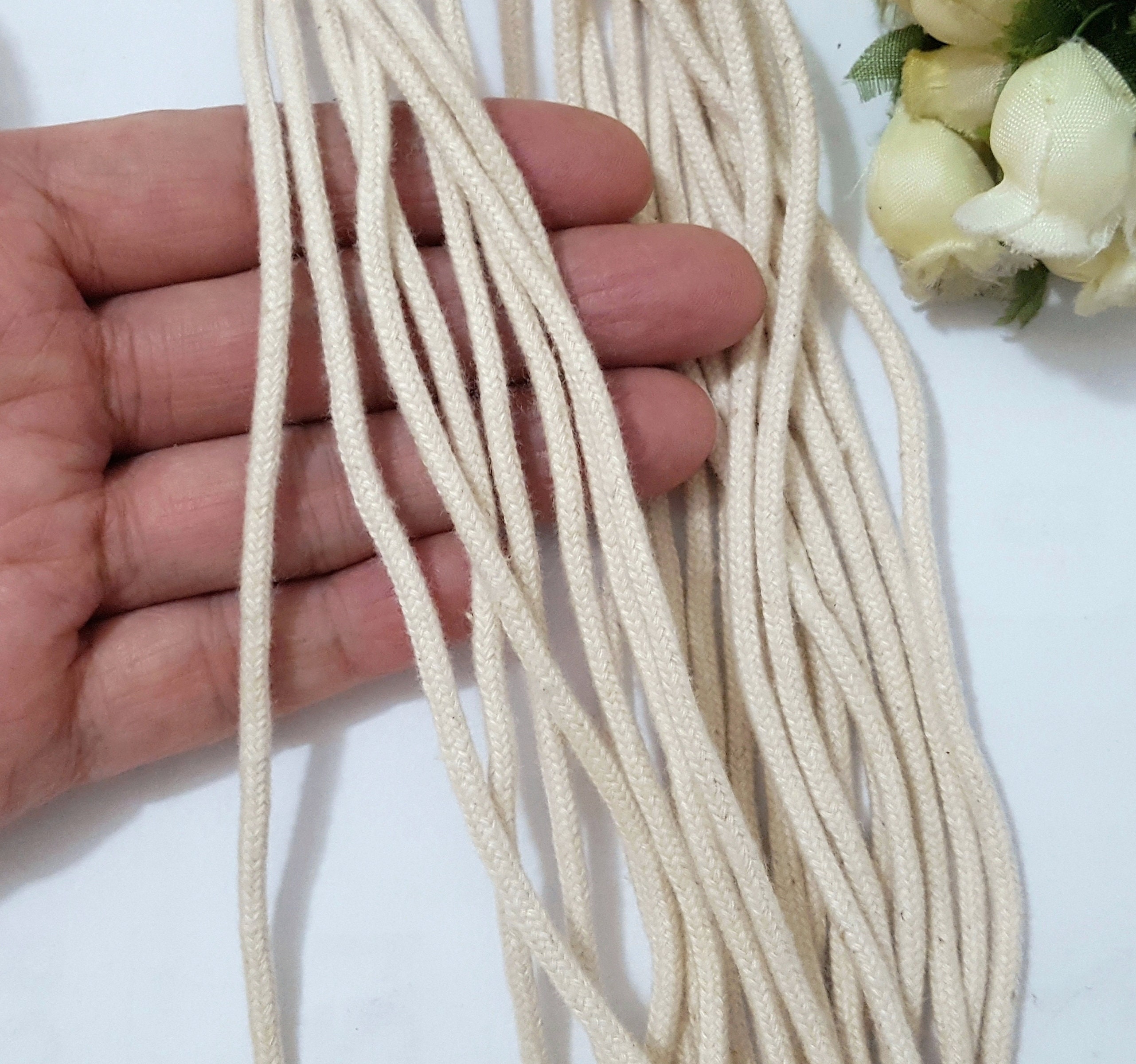 Approx 3mm Wide - 100 Yds / 200 Yds Beige Cotton Cord String Rope ...