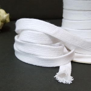 almost 5/8 inch 15mm width - 5-10 yd Thick White Cotton Flat Tape Braid Flat Cord Hollow Tape Tube Tape w/o center string CC13