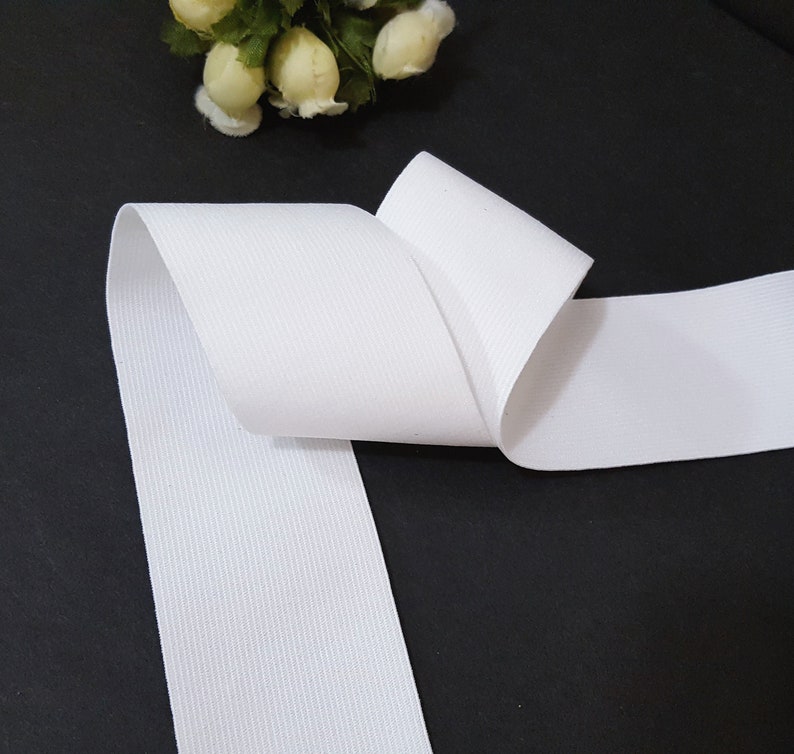 3 inch / 7.6 cm width 3 yds 20 yds Soft hand feel White Waistband Elastic Band Trim thickness 0.5mm Need Sew On EB25 image 8