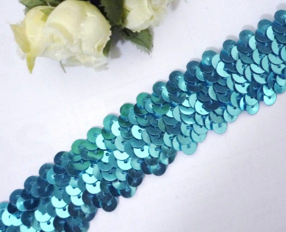 1 po/2,5 cm de largeur - - largeur 9 yds Turquoise Bleu Stretch rond Sequin élastique SQ9 05fa7b 1 po/2,5 cm de largeur - - largeur 9 yds Turquoise Bleu Stretch rond Sequin élastique SQ9 05fa7b